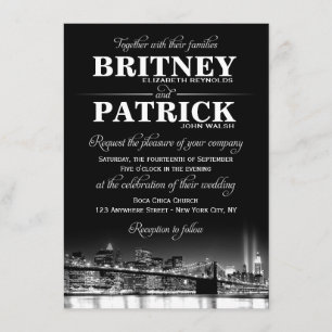 New York City NYC Skyline Wedding Invitations Kaart