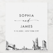 New York City NYC Skyline Wijn Etiket (Enkel label)