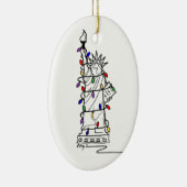 New York City NYC Statue Liberty Kerstlampjes Keramisch Ornament (Rechts)