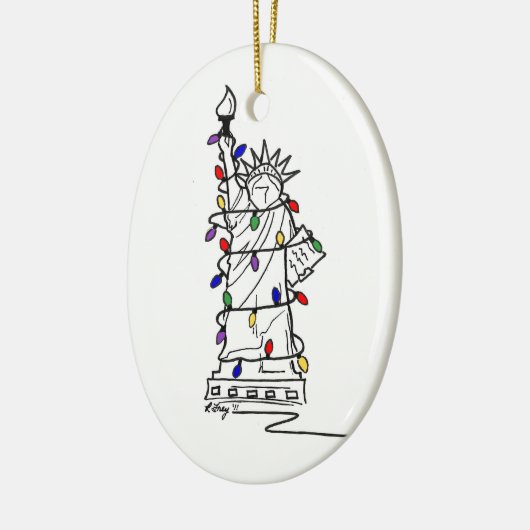 New York City NYC Statue Liberty Kerstlampjes Keramisch Ornament (Links)