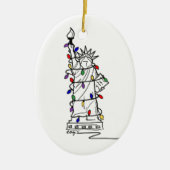 New York City NYC Statue Liberty Kerstlampjes Keramisch Ornament (Voorkant)