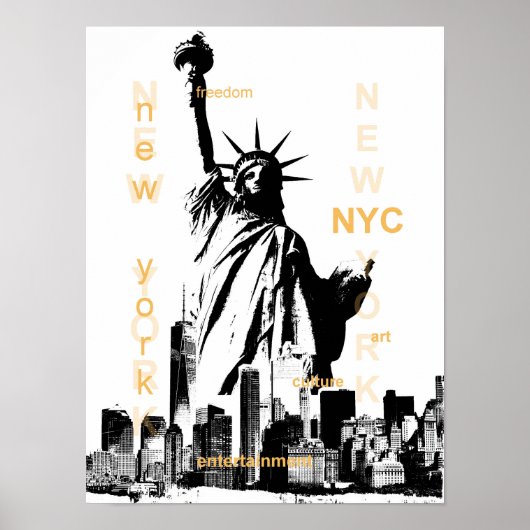 New York City NYC Vrijheidsbeeld pop Kunst Poster (Voorkant)