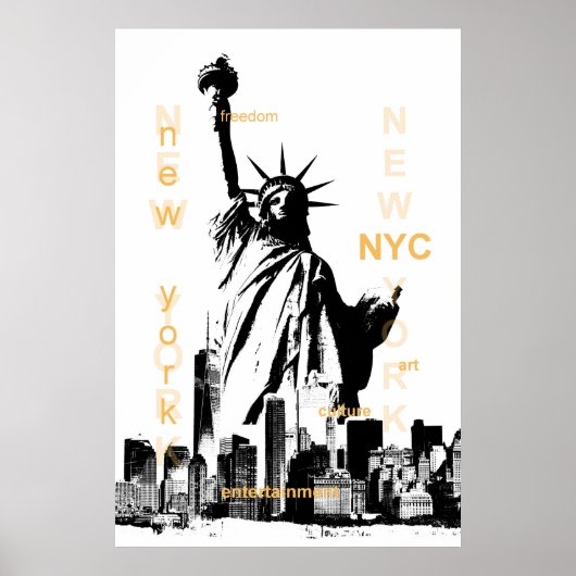 New York City NYC Vrijheidsbeeld pop Kunst Poster (Voorkant)