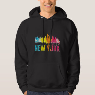New York City NYC Waterverf Art Big Apple Skyline Hoodie