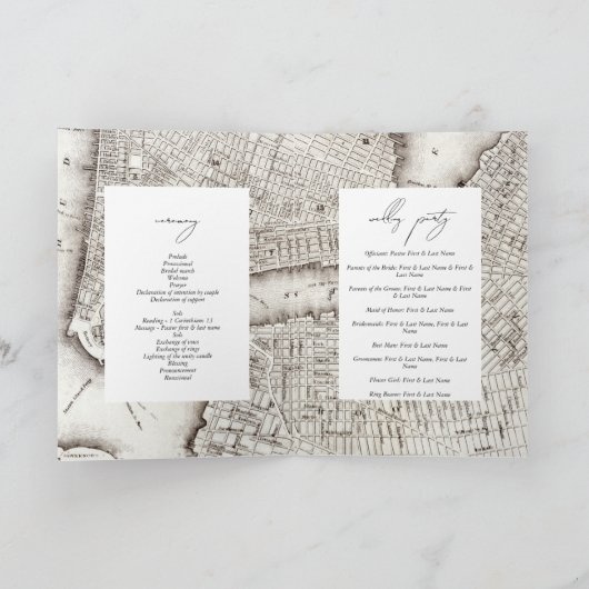 New York City NYC Wedding Order of Service Programma (Binnen)