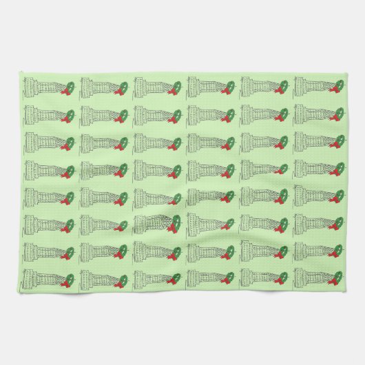 New York City NYC wolkenkrabber krans Kerstmis Theedoek (Horizontaal)