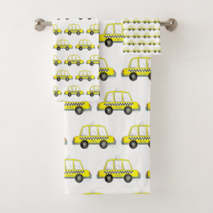 New York City NYC Yellow Checkered Taxi Cab Car Bad Handdoek