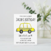 New York City NYC Yellow Checkered Taxi Cab Car Uitnodiging Briefkaart (Staand voorkant)