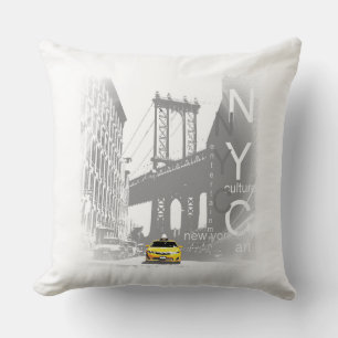 New York City Nyc Yellow Taxi Brooklyn Bridge Kussen