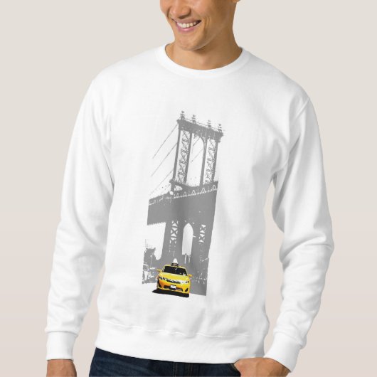 New York City Nyc Yellow Taxi Brooklyn Bridge Mann Trui (Voorkant)