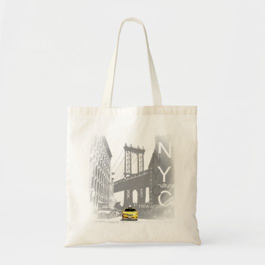 New York City Nyc Yellow Taxi Brooklyn Bridge Tote Bag (Voorkant)