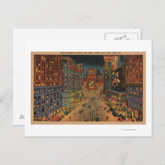 New York City, NYNight Uitzicht of Times Square Briefkaart (Voorkant / Achterkant)