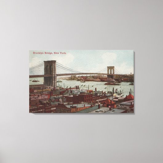 New York City, NYView of the Brooklyn Bridge Canvas Afdruk (Voorkant)