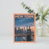 New York City of Dreams - Brooklyn Bridge bij zons Briefkaart (Staand voorkant)
