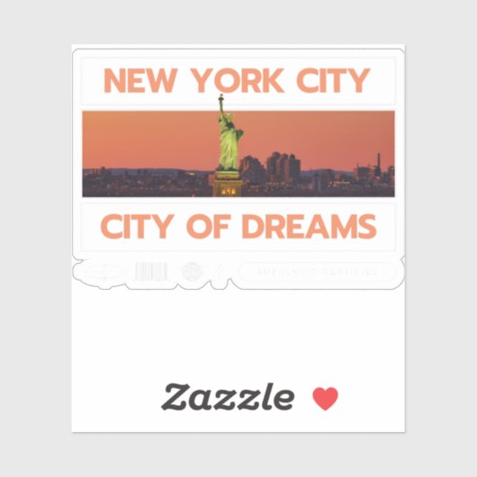 New York City of Dreams, iconische skyline Sticker (Vel)