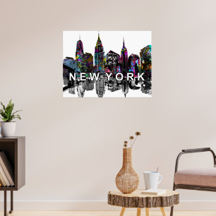 New York City op graffiti Poster