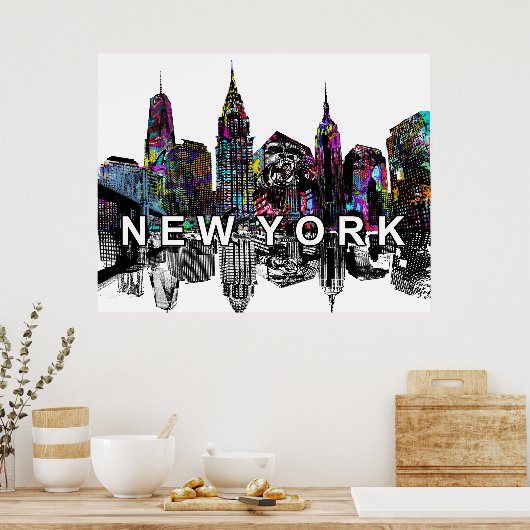 New York City op graffiti Poster (Keuken)