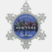 New York City op graffiti Tin Sneeuwvlok Ornament (Voorkant)