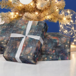 New York City op Nieuwjaar in Waterverf Cadeaupapier