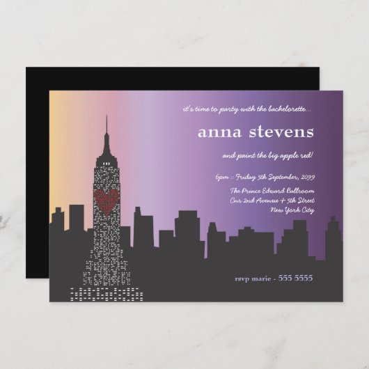 New York City op Night Bachelorette Party Kaart (Voorkant / Achterkant)