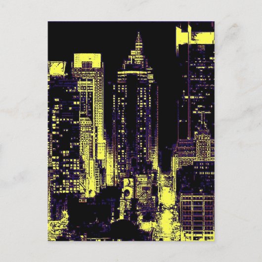 New York City op Night Pop Art Briefkaarten (Voorkant)