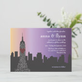 New York City op Night Wedding Invitation Kaart (Staand voorkant)