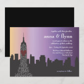 New York City op Night Wedding Invitation Kaart (Voorkant / Achterkant)