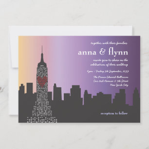 New York City op Night Wedding Invitation Kaart