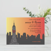 New York City op Night Wedding Invitation Kaart (Staand voorkant)