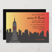 New York City op Night Wedding Invitation Kaart (Voorkant / Achterkant)