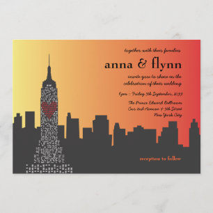 New York City op Night Wedding Invitation Kaart