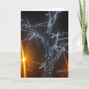 New York City op 's nachts met kerstlampjes NYC fo Feestdagen Kaart