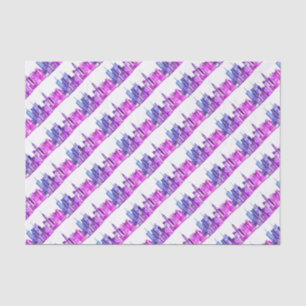 New York City Paarse  Skyline Waterverf Tissuepapier