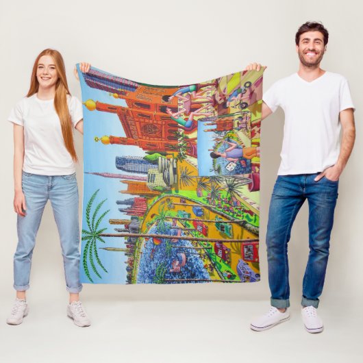 New York City Painting Fleece Deken (In situ)