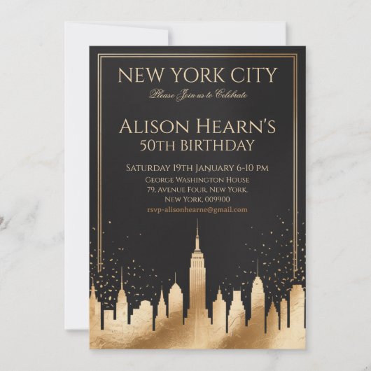 New York City Party Invitation  Kaart (Voorkant)