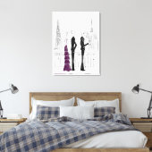 New York City Party Stretched Canvas Afdruk (Insitu (Slaapkamer))