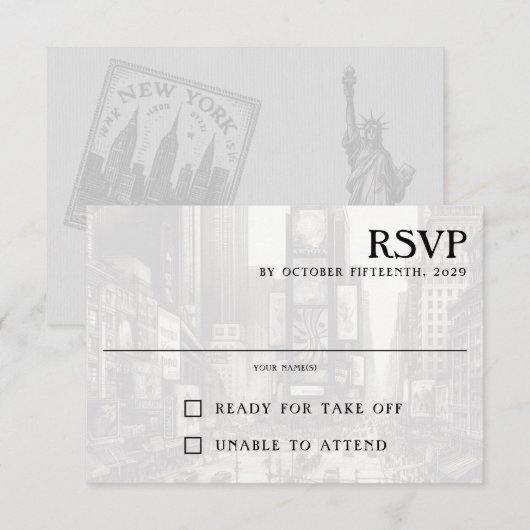 New York City Passport RSVP-kaart RSVP Kaartje (Voorkant / Achterkant)