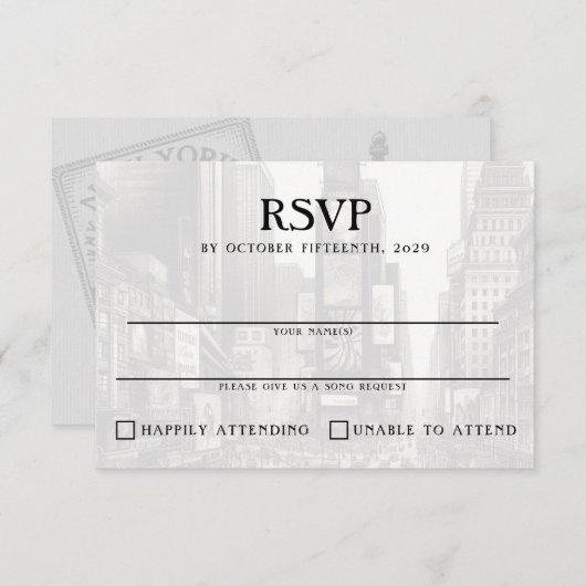 New York City Passport RSVP Kaartje (Voorkant / Achterkant)