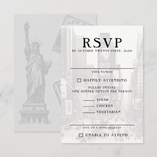 New York City Passport RSVP Kaartje (Voorkant / Achterkant)