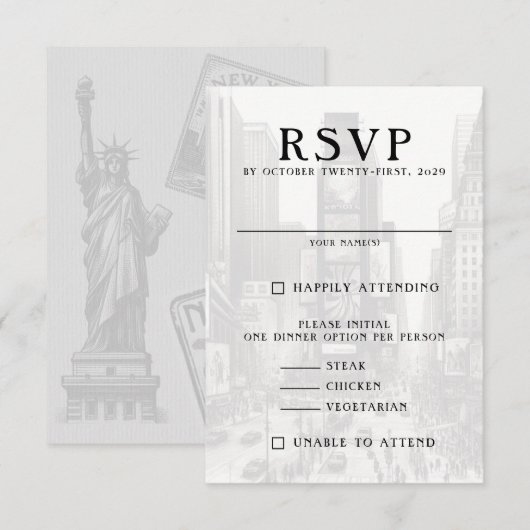 New York City Passport RSVP Kaartje (Voorkant / Achterkant)