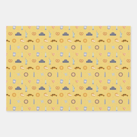 New York City patroon| Blauw/Geel/Roze Inpakpapier Vel (Voorkant 2)