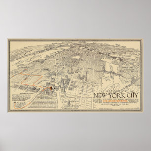 New York City -  pictoriale kaart - 1932 Poster