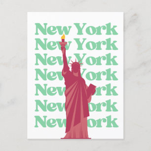 New York City Pink Green NYC Travel Briefkaart