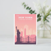 New York City Pink Vintage Briefkaart (Staand voorkant)