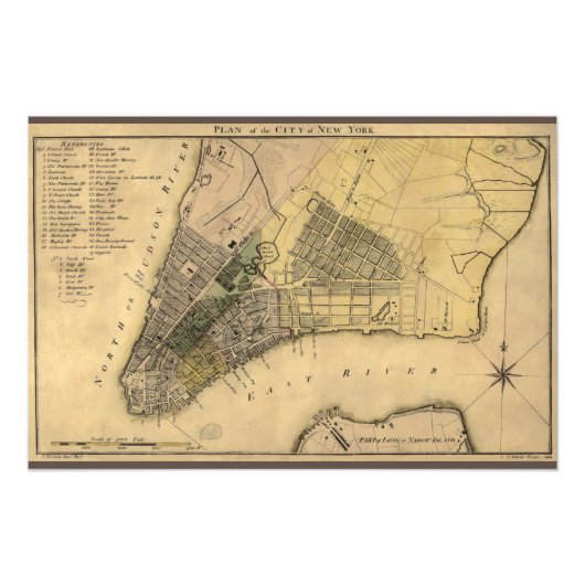  New York City Plan, 1789, hersteld Foto Afdruk (Voorkant)