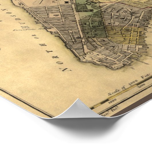  New York City Plan, 1789, hersteld Poster (Hoek)