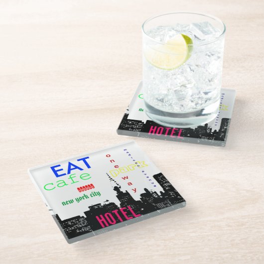 New York City Pop Art Glazen Onderzetter (Schuin)