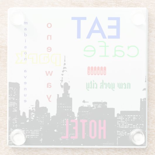 New York City Pop Art Glazen Onderzetter (Achterkant)