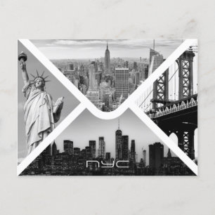 New York City postenvelop afbeelding zwart wit Briefkaart