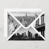 New York City postenvelop afbeelding zwart wit Briefkaart (Voorkant / Achterkant)